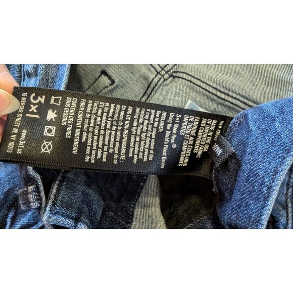3x1 DENIM NYC Bootcut Whiskering Distress High Waist Dark Wash Jeans Size 27 - Picture 6 of 10